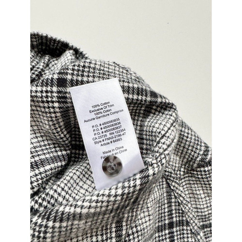 Aritzia TNA Brewster Black Grey Plaid Check Flannel Button Down Shirt, Size S - Picture 10 of 11